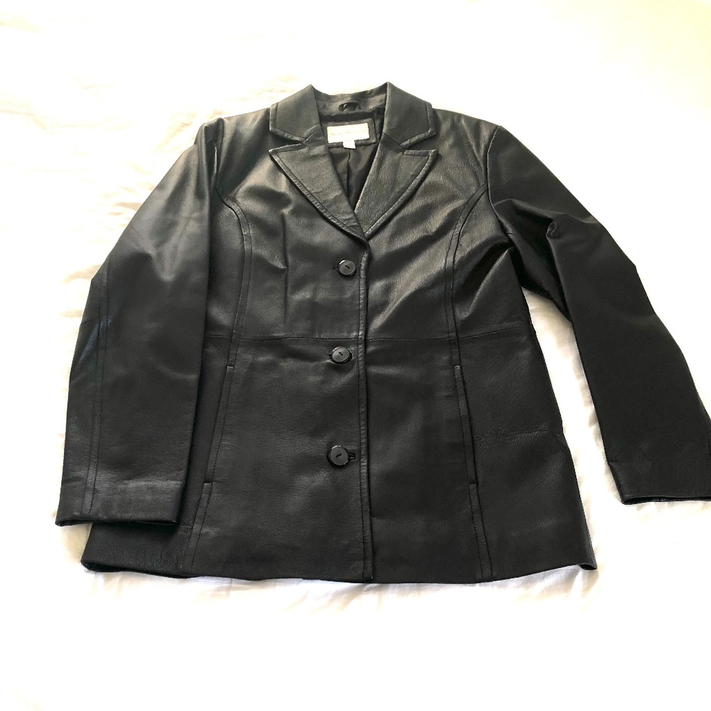 Worthington Black Leather Jacket Size Large